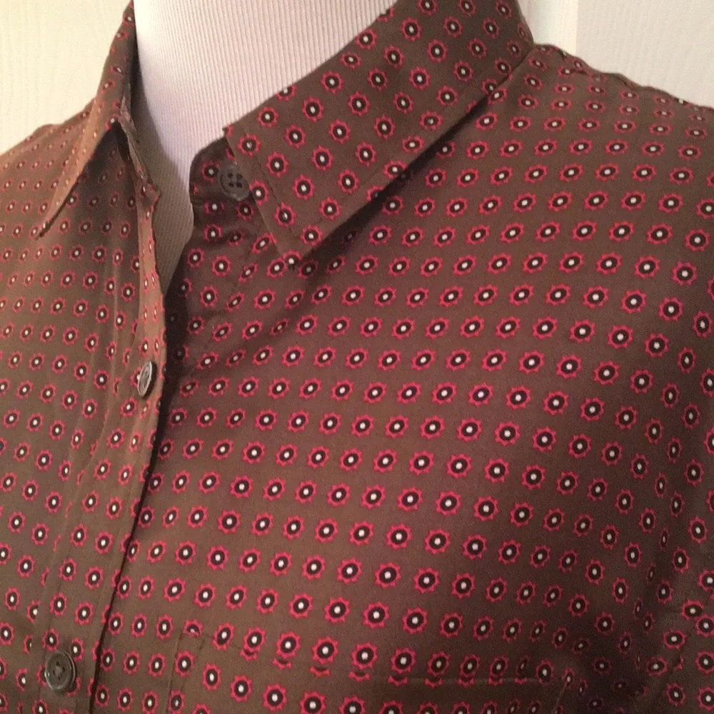 Banana Republic silk print button up shirt size M - Picture 2 of 6